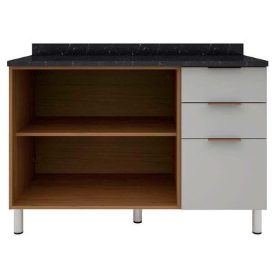 Cozinha Completa Rubi 9 Portas 3 Gavetas 5 Prateleiras Bartira Branco com Marrom
