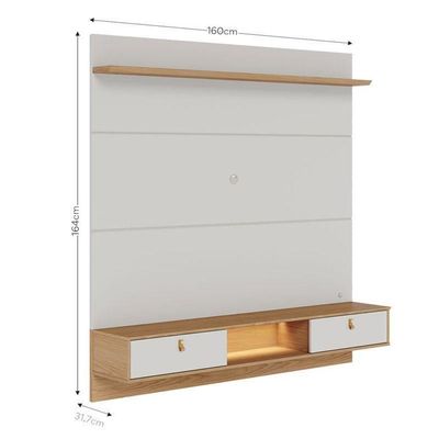 Painel Para Tv Home Suspenso Bali 1.6 Com Aparador Buffet Jurerê Off White Matte Freijó – Colibri