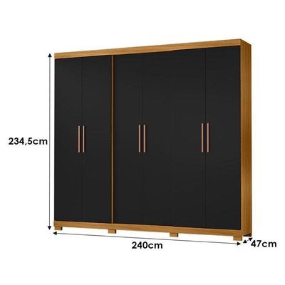 Cômoda 4 Gavetas New E Guarda Roupa Casal San Diego Carvalho Americano Preto - Incorplac