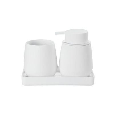 Conjunto Para Banheiro 5 Peças Branco Mood - Escova Sanitária, Lixeira, Porta-escova, Dispenser E Bandeja