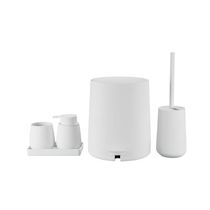Conjunto Para Banheiro 5 Peças Branco Mood - Escova Sanitária, Lixeira, Porta-escova, Dispenser E Bandeja