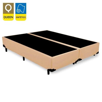 Cama Box Queen Bipartido Sintético Mega Cama Bege 158x198x42cm