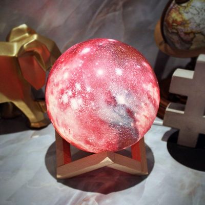 Luminaria Pendente Planeta Galaxia Universo 3d Abajur Usb Com Controle Rgb Colorido Vermelho