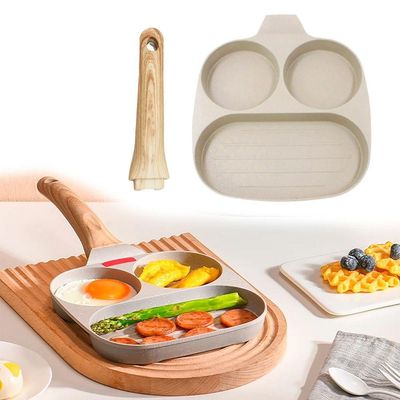Frigideira Antiaderente Ovo 3 Em 1 Com Divisórias Para Hambúrguer - Praticidade E Versatilidade Na Cozinha