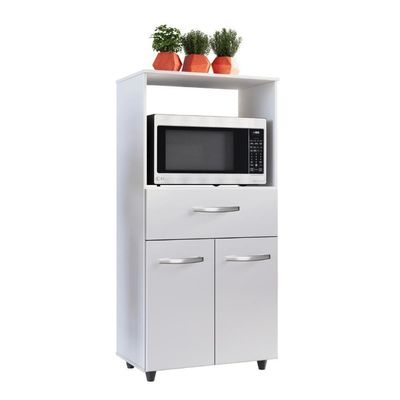 Balcão Multiuso Micro-ondas 2 Portas 1 Gaveta Branco
