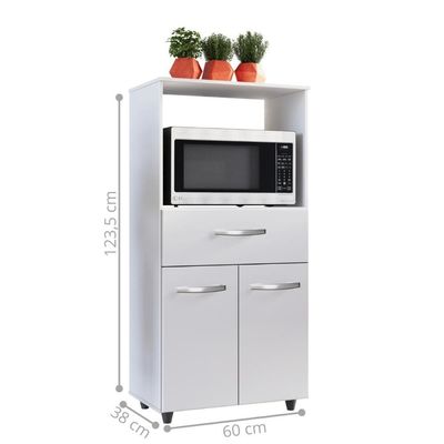 Balcão Multiuso Micro-ondas 2 Portas 1 Gaveta Branco