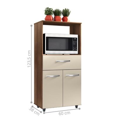 Balcão Multiuso Micro-ondas 2 Portas 1 Gaveta Savana Off White