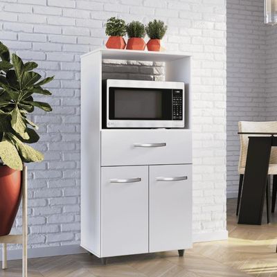 Balcão Multiuso Micro-ondas 2 Portas 1 Gaveta Branco
