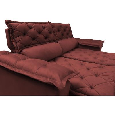 Conjunto De Sofá 3 E 2 Lugares Retrátil Reclinável Cama Inbox Compact 2,00x1,50m Velusoft Vermelho