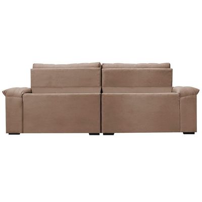 Sofá Retrátil E Reclinável 2,55m Molas Ensacadas Cama Inbox Big Home Com Bordado 3d Velusoft Castor