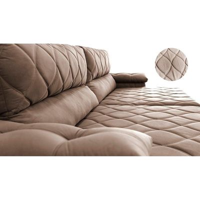 Sofá Retrátil E Reclinável 2,55m Molas Ensacadas Cama Inbox Big Home Com Bordado 3d Velusoft Castor