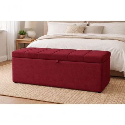 Recamier Calçadeira Baú Carla Para Quarto Cama Casal 140 Cm Suede Bordo Eli Móveis E Decoração