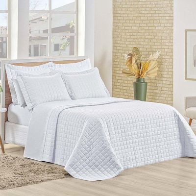 Kit Cobre Leito Montreal Casal King 3 Peças Percal 150 Fios 100% Algodão - Branco