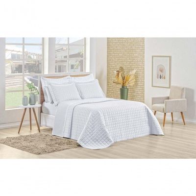 Kit Cobre Leito Montreal Casal King 3 Peças Percal 150 Fios 100% Algodão - Branco