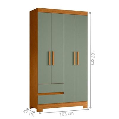 Armário De Quarto E Prateleiras 4 Portas Cinamomo