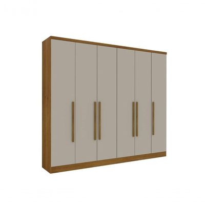 Guarda Roupa Casal Grande 6 Portas 2,39m - Veneza-cinamomo/off White - Tcil Móveis