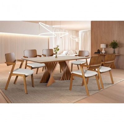 Sala De Jantar Madeira Maciça 6 Cadeiras Diamante Harmonia
