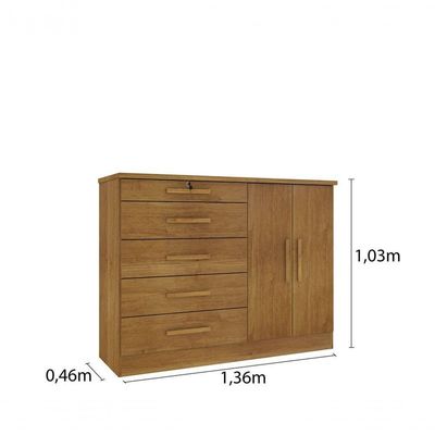 Cômoda 2 Portas 5 Gavetas - Istambul-cinamomo - Tcil Móveis