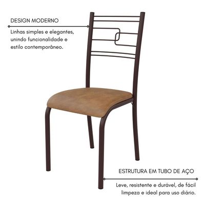 Conjunto Sala De Jantar Ella 90cm 4 Cad Marrom C- Jambo