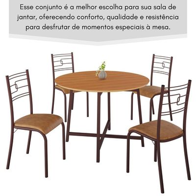 Conjunto Sala De Jantar Ella 90cm 4 Cad Marrom C- Jambo