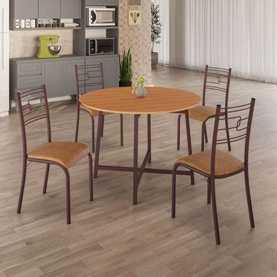 Conjunto Sala De Jantar Ella 90cm 4 Cad Marrom C- Jambo