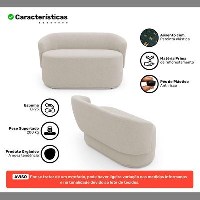 Poltrona E Namoradeira Orgânica Mavi Bouclê Bege - Desk Design