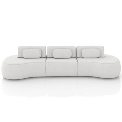 Sofá 5 Lugares Orgânico Para Sala Living 326cm Vasti M03 Bouclê Cru - Lyam Decor