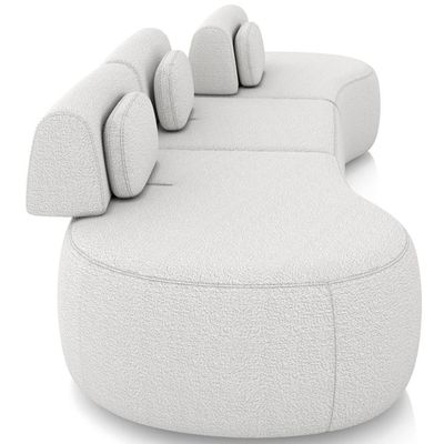 Sofá 5 Lugares Orgânico Para Sala Living 326cm Vasti M03 Bouclê Cru - Lyam Decor