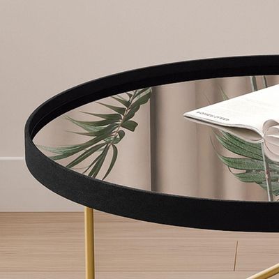 Mesa Centro Alamanda Preto Pe Dourado - Moveis Jb