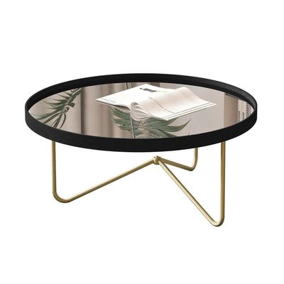 Mesa Centro Alamanda Preto Pe Dourado - Moveis Jb