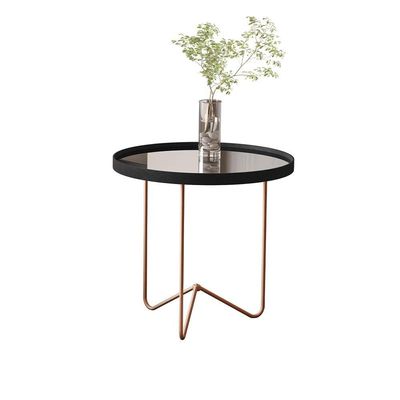 Mesa Lateral Alamanda Preto Pe Bronze - Moveis Jb