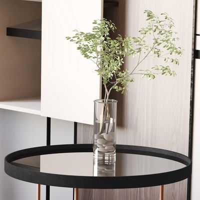 Mesa Lateral Alamanda Preto Pe Bronze - Moveis Jb