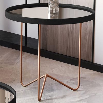 Mesa Lateral Alamanda Preto Pe Bronze - Moveis Jb