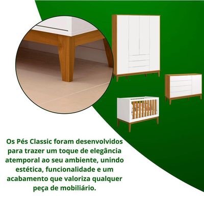 Jogo De Quarto Classic Elfe Sapateira Branco Fosco Com Savana - Moveisaqui