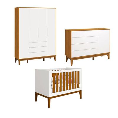 Jogo De Quarto Classic Elfe Sapateira Branco Fosco Com Savana - Moveisaqui