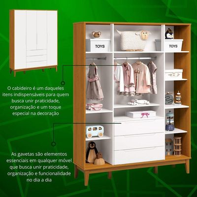 Jogo De Quarto Classic Elfe Sapateira Branco Fosco Com Savana - Moveisaqui