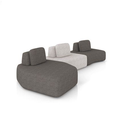 Sofá 3 Lugares Orgânico Com Chaise E 2 Módulos Berlim Bouclê Grafite-cinza Caro K01 - D'rossi