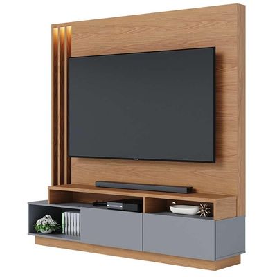 Estante Home Sala de Estar 180cm Filipina Led Freijó/Cinza G73 - Gran Belo