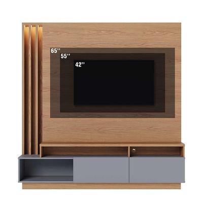 Estante Home Sala de Estar 180cm Filipina Led Freijó/Cinza G73 - Gran Belo