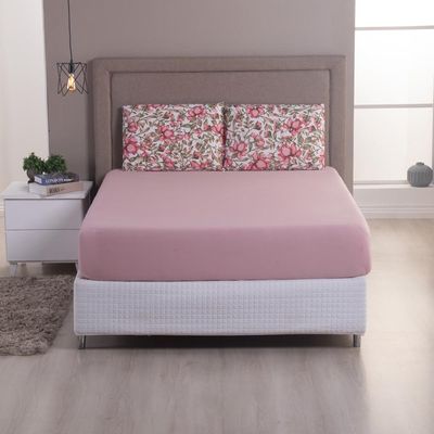 Jogo de Lençol Luar Casal 3 Peças Malha 100% Algodão Estampado - Rose Floral