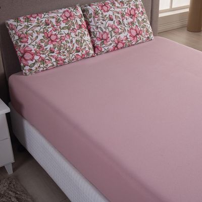 Jogo de Lençol Luar Casal 3 Peças Malha 100% Algodão Estampado - Rose Floral