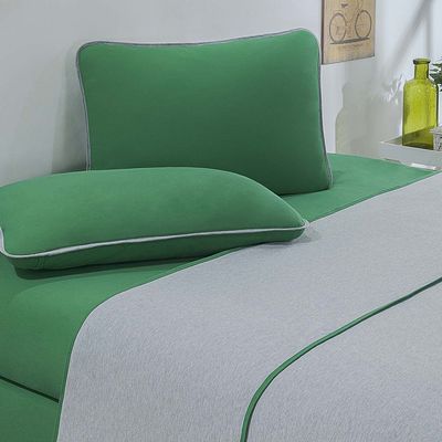 Jogo De Cama Malha Lençol 100% Algodão Urbano 3 Peças Solteiro - Verde Bandeira/Mescla