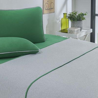 Jogo De Cama Malha Lençol 100% Algodão Urbano 3 Peças Solteiro - Verde Bandeira/Mescla