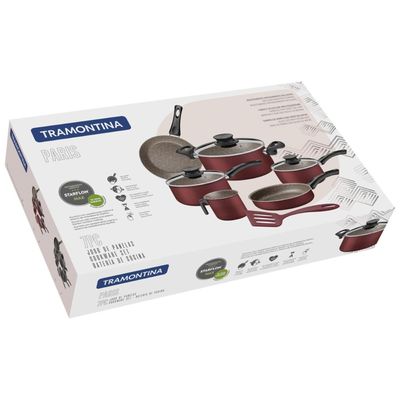 Jogo de Panelas Tramontina Paris em Aluminio com Revestimento Interno e Externo em Antiaderente Starflon Max Chumbo 07 P