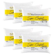 Kit 6 Travesseiros 50X70Cm Antialérgico Lavável Fibra Siliconada Macio Confort - Branco