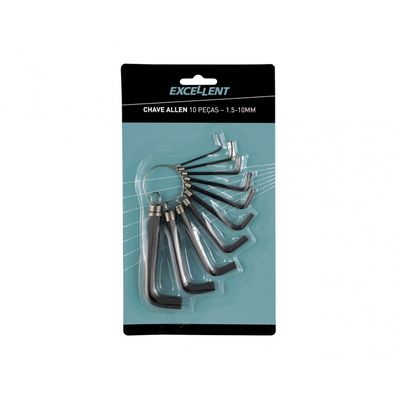 Chave Allen Jg 10Pcs 1,5-10,0Mm C/Argola Blister
