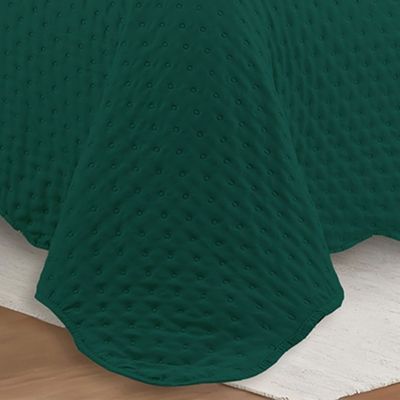 Cobre Leito Colcha By-Collor Queen 3 Peças Esmeralda-Cinza - 100% Poliéster