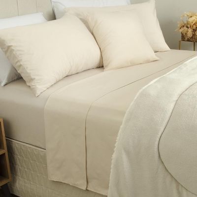 Jogo de Cama Duplo Casal 4 Peças Percal 180 Fios Fendi Sonhare Prata