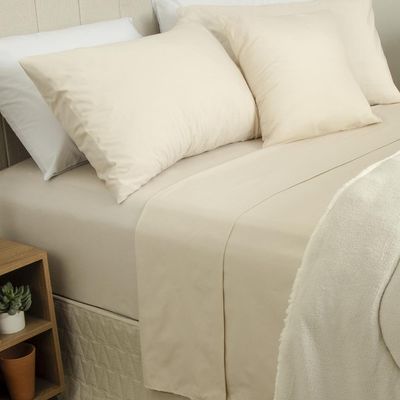 Jogo de Cama Duplo Casal 4 Peças Percal 180 Fios Fendi Sonhare Prata