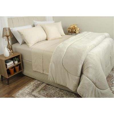 Jogo de Cama Duplo Casal 4 Peças Percal 180 Fios Fendi Sonhare Prata